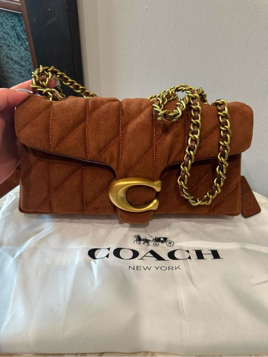 Coach Handbags - Coach Quilted Suede Shoulder Bag in Rust with Gold Chain